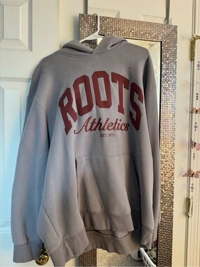Roots Crewneck Hoodie in Gray with Red Logo